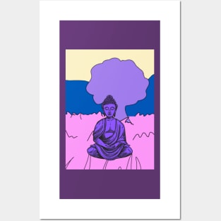 Vibrant Pink Purple and Blue Buddha Graphic Posters and Art